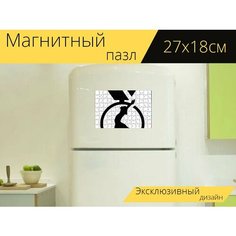 Магнитный пазл "Гимнастика, олимпиада, девочка" на холодильник 27 x 18 см. Lots Prints
