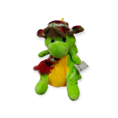 Мягкая игрушка конфетница Дракон в полосатой шапке светло-зеленый 30 см китай