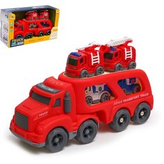Грузовик TRUCK, 4 машинки с инерцией, световые и звуковые эффекты Россия