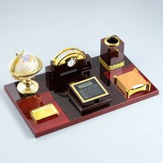 Набор настольный 7в1(блок д/бум, подст. д/печати, карандашница, кальк, глобус, визитн с часами) 51139 Россия