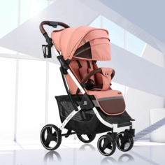 Прогулочная всесезонная коляска Baballo 2023, розовый белая рама Babalo Future