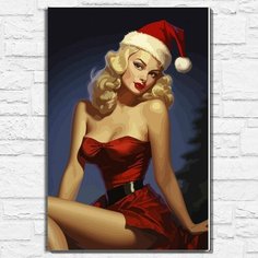 Картина по номерам на холсте новый год рождество (год дракона, девушка, пин-ап, эстетика) - 12846 40х60 Бруталити