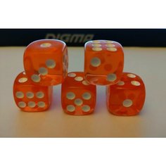 Игральные кубики/кости/ 16 мм. комплект из 5 штук. Оранжевый. Нет бренда