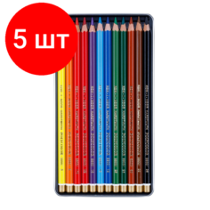 Комплект 5 наб, Карандаши цветные худож. POLYCOLOR 3822 12цв/наб мет. кор. 3822012002PL Koh I Noor