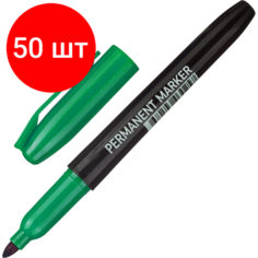 Комплект 50 штук, Маркер перманентный зеленый 2 мм Noname