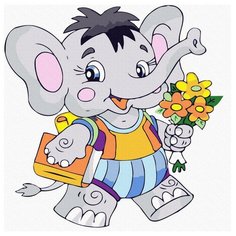 Картина по номерам Molly 20х20 см Слоник-первоклассник