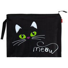 Папка на молнии черная "МЯУ", силикон, Ф. А4. 34 х 26 СМ Bruno Visconti