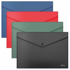 Папка-конверт на кнопке пластиковая Fizzy Classic, непрозрачная, А4, ассорти Erich Krause