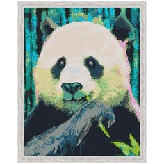 Алмазная мозаика Цветной «Панда на обеде» (40х50 см, полная выкладка, круглые прозрачные стразы)