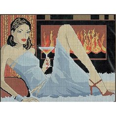 Набор для вышивания крестом Искусница Девушка с бокалом, 27*34см