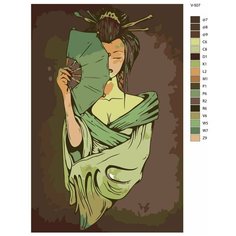 Картина по номерам V-507 "Гейша с веером", 80x120 см Brushes Paints