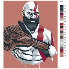 Картина по номерам U-83 "Игра God of War. Кратос" 70x90 см Brushes Paints