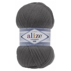 Пряжа Alize Lanagold 800, 49 % шерсть, 51 % акрил, 100 г, 800 м, 5 шт., 348 темно-серый