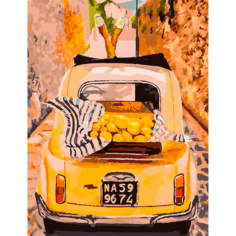 Картина по номерам Белоснежка "Машина с лимонами" / Раскраска / Холст на подрамнике 30х40 см. / Машина