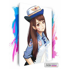 Картина по номерам на холсте Overwatch - D VA Страж порядка, 40 х 60 см Красиво Красим
