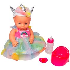 Кукла пупс для девочки Yale Baby с аксессуарами в костюме единорога, пьет, писает, закрывает глаза / рост 40 см