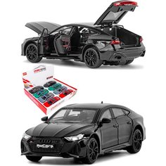 Металлическая машинка 1:24 Audi RS7, 21 см, инерционная, свет, звук / Черный Denco.Store