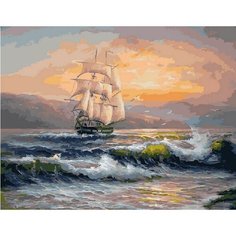Картина по номерам Корабль на волнах 40х50 см Hobby Home
