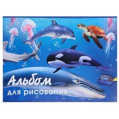 Альбом для рисования А4, 40 листов на скрепке "Морской мир", обложка мелованный картон, внутренний блок офсет 100 г/м² Calligrata