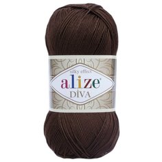 Пряжа ALIZE DIVA, коричневый - 26, 100% микрофибра акрил, 5 мотков, 100 г, 350 м.