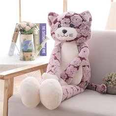 Мягкая игрушка кот , мягкая игрушка котёнок , кот с длинными лапами , мягкая игрушка кот полосатик 70 см , розовый Китай