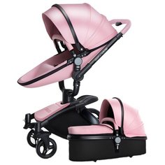 Коляска модульная 2 в 1 AULON 360 (Ella baby) Розовая (экокожа)