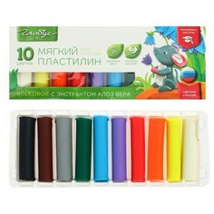 Пластилин мягкий (восковой), 10 цветов, 150 г, GLOBUS, с Алоэ Вера, со стеком Глобус