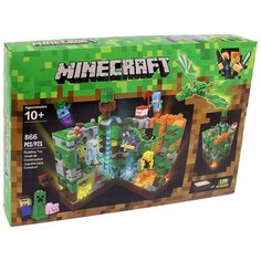 Конструктор My World Minecraft Майнкрафт "Крепость дракона" Нападение на зеленую крепость с LED подсветкой 866 деталей Renzaima