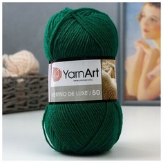YarnArt Пряжа "Merino de luxe 50" 50% шерсть, 50% акрил 280м/100г (338 зеленый)