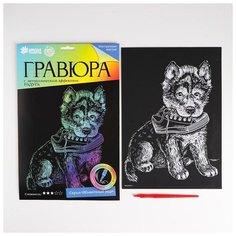 Гравюра «Щенок с ботинком» с эффектом голография нет бренда