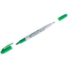 Маркер перманентный двусторонний зеленый, пулевидный, 4мм/2мм, 5 шт Crown