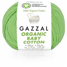 Пряжа Gazzal Organic Baby Cotton - 10 шт, салатовый (421), 115м/50г, 100% органический хлопок