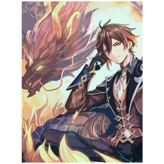 Картина по номерам на холсте игра Genshin Impact (Чжун Ли, Дед) - 9006 В 30x40