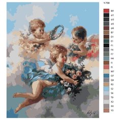 Картина по номерам Y-758 "Ангелочки с цветами" 40Х50 Brushes Paints