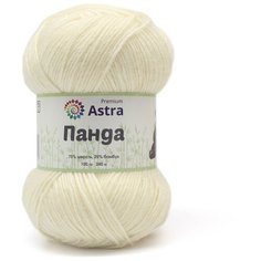 Пряжа для вязания Astra Premium Панда (Panda), 100 г, 240 м (75% шерсть, 25% бамбук) (001 белый), 2 мотка
