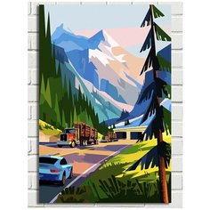 Картина по номерам на холсте Пейзаж (лес, трасса) - 9074 В 60x40