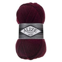 Пряжа Alize Superlana Maxi (Ализе Суперлана Макси) - 3 мотка 57 бордовый 75% акрил, 25% шерсть 100м/100г