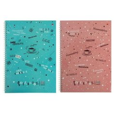 Тетрадь А4 96л кл на гребне COFFE TIME, гл лам, 2В микс 7-96-1215./В упаковке шт: 1 Альт