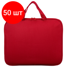 Комплект 50 шт, Папка на молнии с ручками STAFF EVERYDAY, А4, полиэстер, красная, 270730