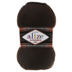 Пряжа Alize Lanagold Fine, 49 % шерсть, 51 % акрил, 100 г, 390 м, 1 шт., 26 коричневый