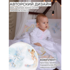 Dr.Hygge Комплект/набор детского постельного белья для новорожденных хлопок (медвежонок) голубой