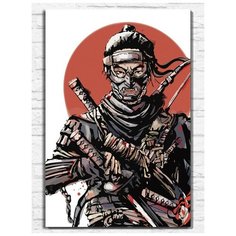 Картина по номерам на холсте игра ghost of tsushima - 9591 В 60x40