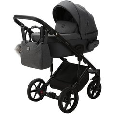 Коляска универсальная Adamex Lumi air LUX 3 в 1, PS-58 - Серый с темно-серой эко-кожей