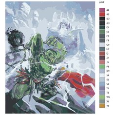 Картина по номерам, 80 x 100, IIIR-p-64, халк, тор, противостояние, "Живопись по номерам", набор для раскрашивания, раскраска