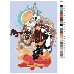 Картина по номерам W-430 "Персонажи мультсериала - Луни Тюнз шоу" 50x70 Brushes Paints