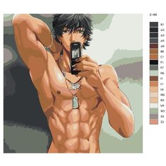Картина по номерам Z-166 для Взрослых Хентай "Парень с телефоном" 70x70 Brushes Paints