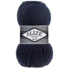 Пряжа Alize Superlana Maxi, 25 % шерсть, 75 % акрил, 100 г, 100 м, 1 шт., 58 темно-синий