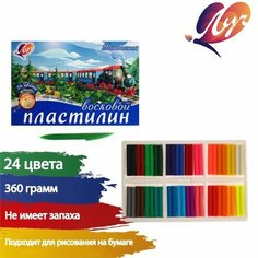 Пластилин мягкий (восковой), 24 цвета, 360 г, "Фантазия", микс Луч