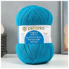 Пряжа "Ангорская тёплая" 40% шерсть, 60% акрил 480м/100гр (583 бирюза) Пехорка