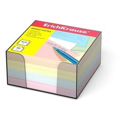 Блок бумаги для записей ErichKrause, 9 x 9 x 5 см, в пластиковом боксе, 80 г/м2, цветной